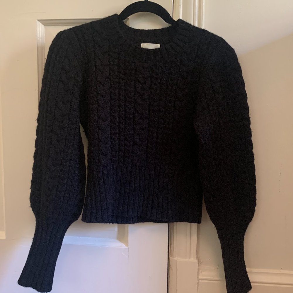 Black Cable Knit Alpaca Wool Sweater - Doen